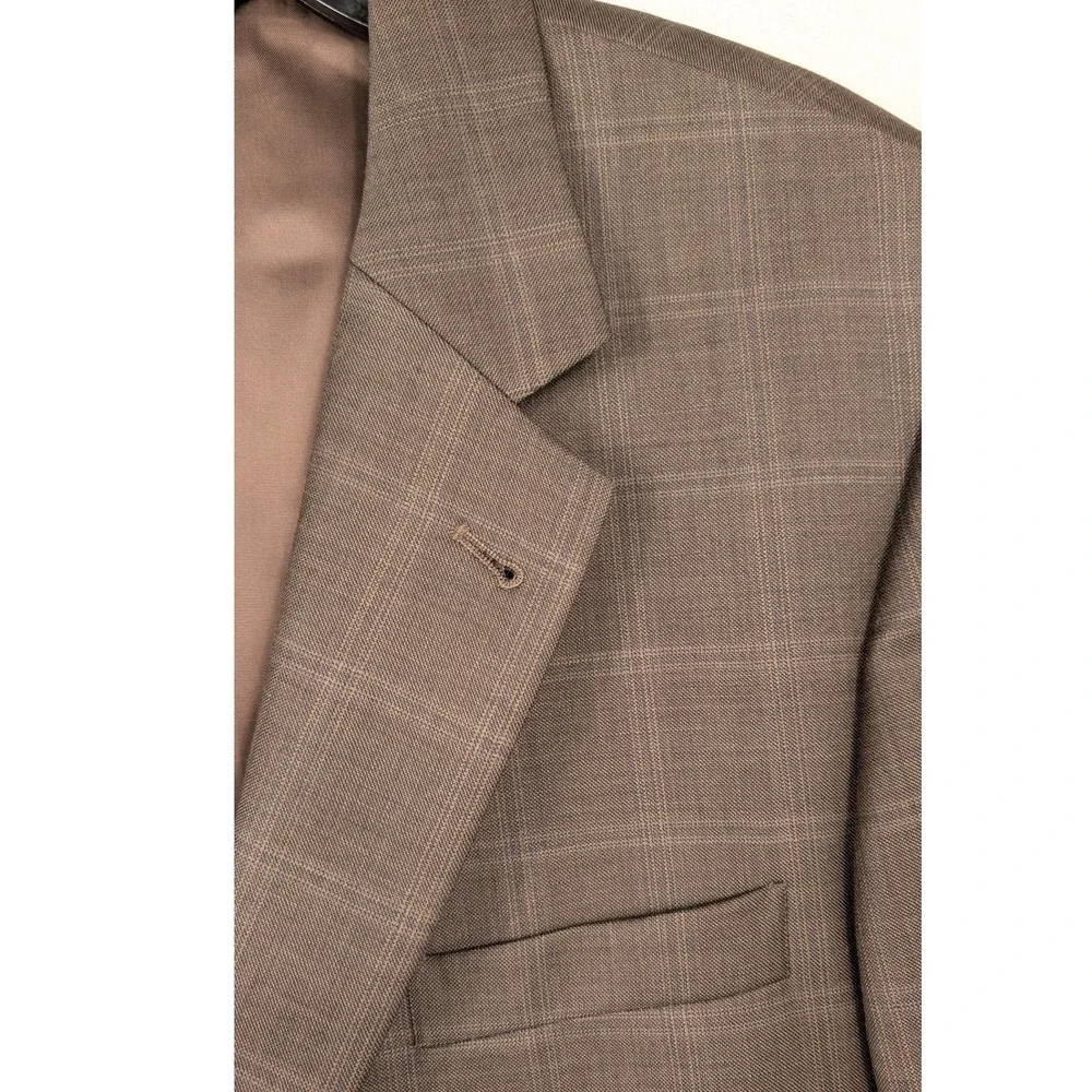 Jos A Bank Signature Collection Mens Brown Plaid Wool Blazer Size‎ 43R